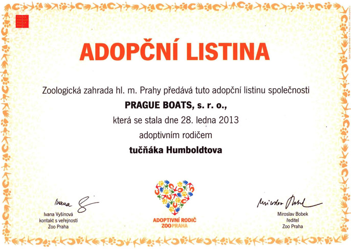 Prague Boats adoptivním rodičem tučňáka