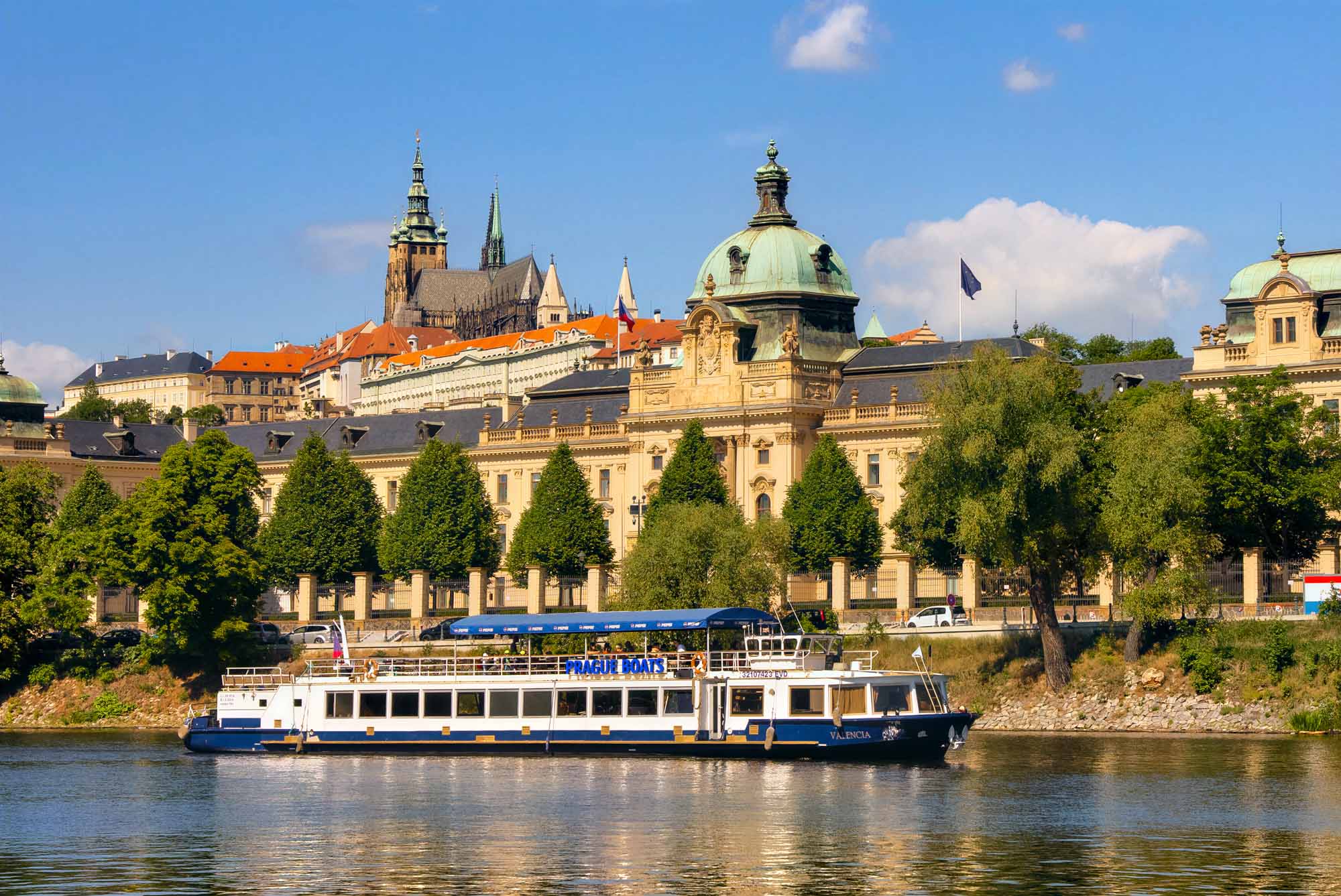 Valencia on the Vltava below the Straka Academy and Prague Castle